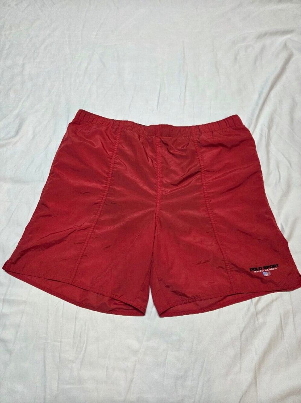 Ralph Lauren Red Athletic Shorts with Elastic Waist